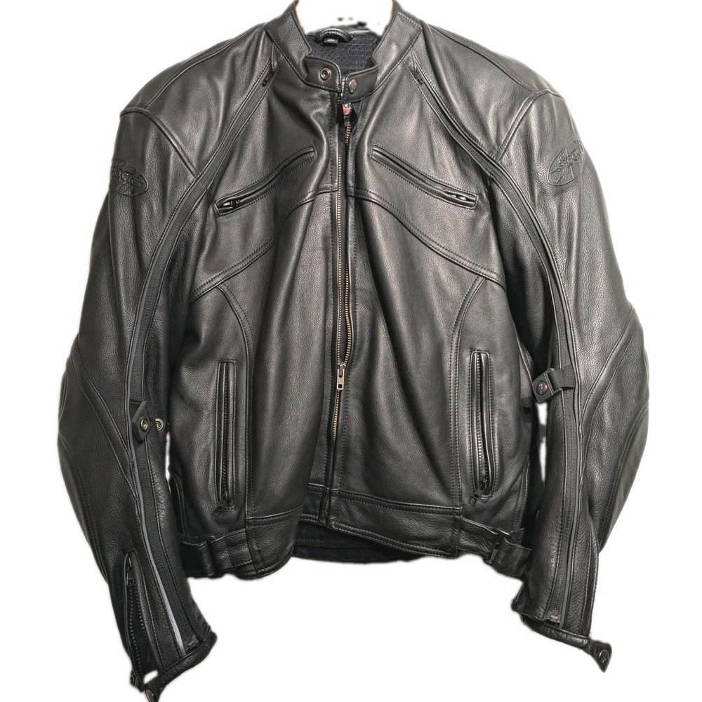Joe Rocket Leather Jacket Men M Blk Motorcycle Armored Padded Zip Pocket Pristin